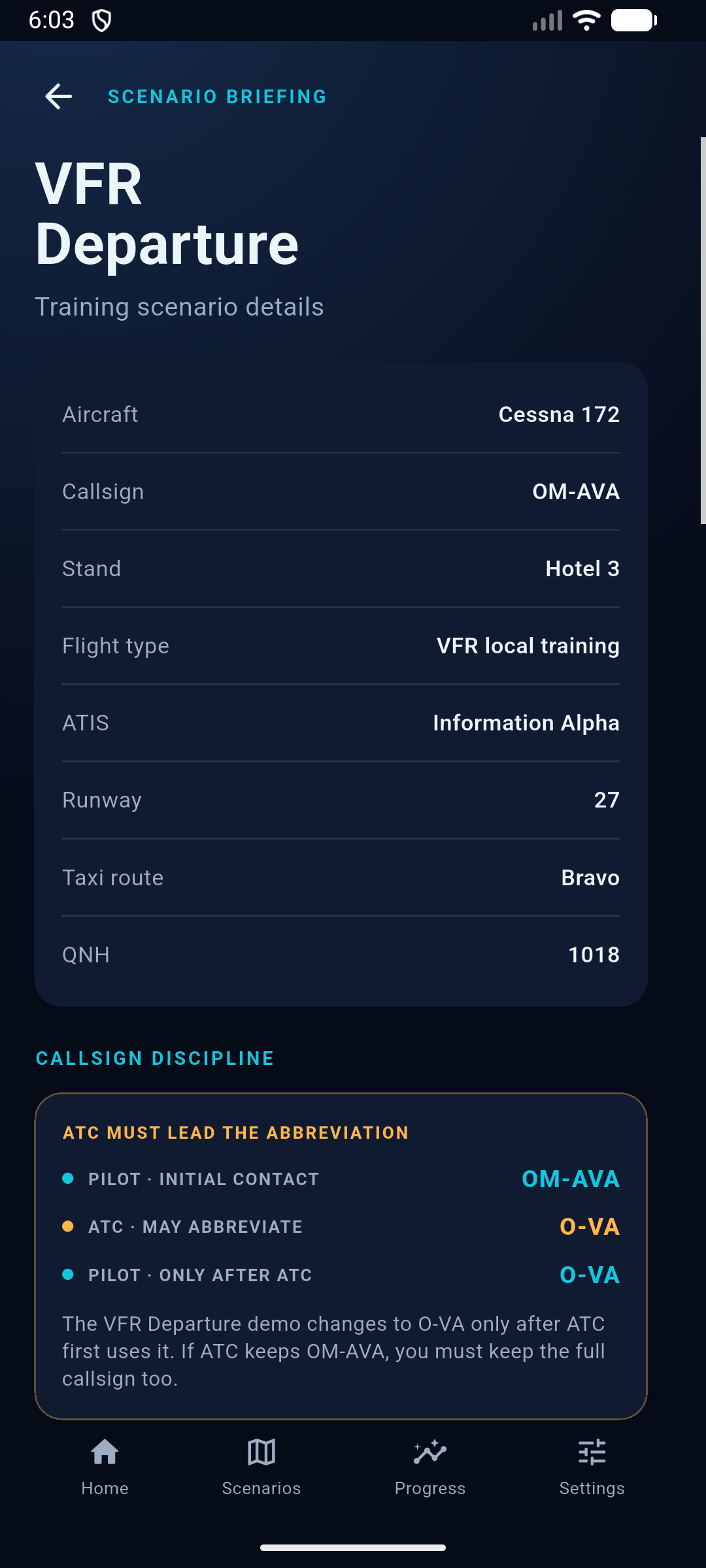 VFR departure briefing
